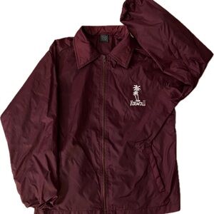 Maroon Rain Jacket with inner mesh lining and Hawaii logo